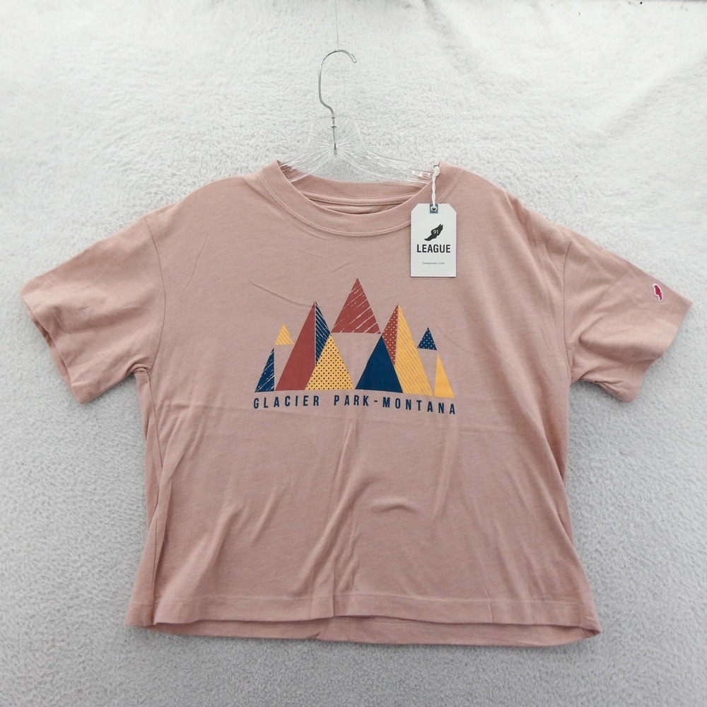 League Shirt Womens Medium Glacier Park‎ Montana Pink Graphic Recycled Tri-Blend